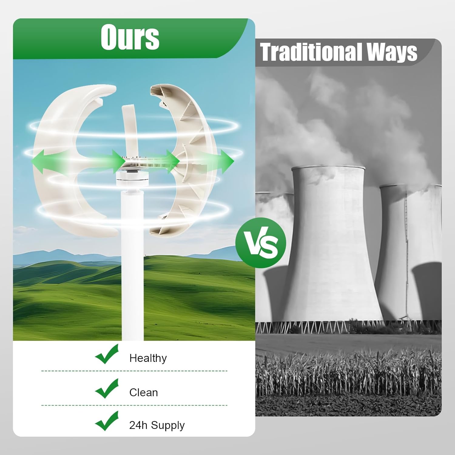 Lantern Wind Turbine Generator, 5-Blade Vertical Axis Wind Power with Controller and Flange Plate 600W 24V Electromagnetic System, 13m/s Rated Speed Wind Generators for Home Use (24 Volts)