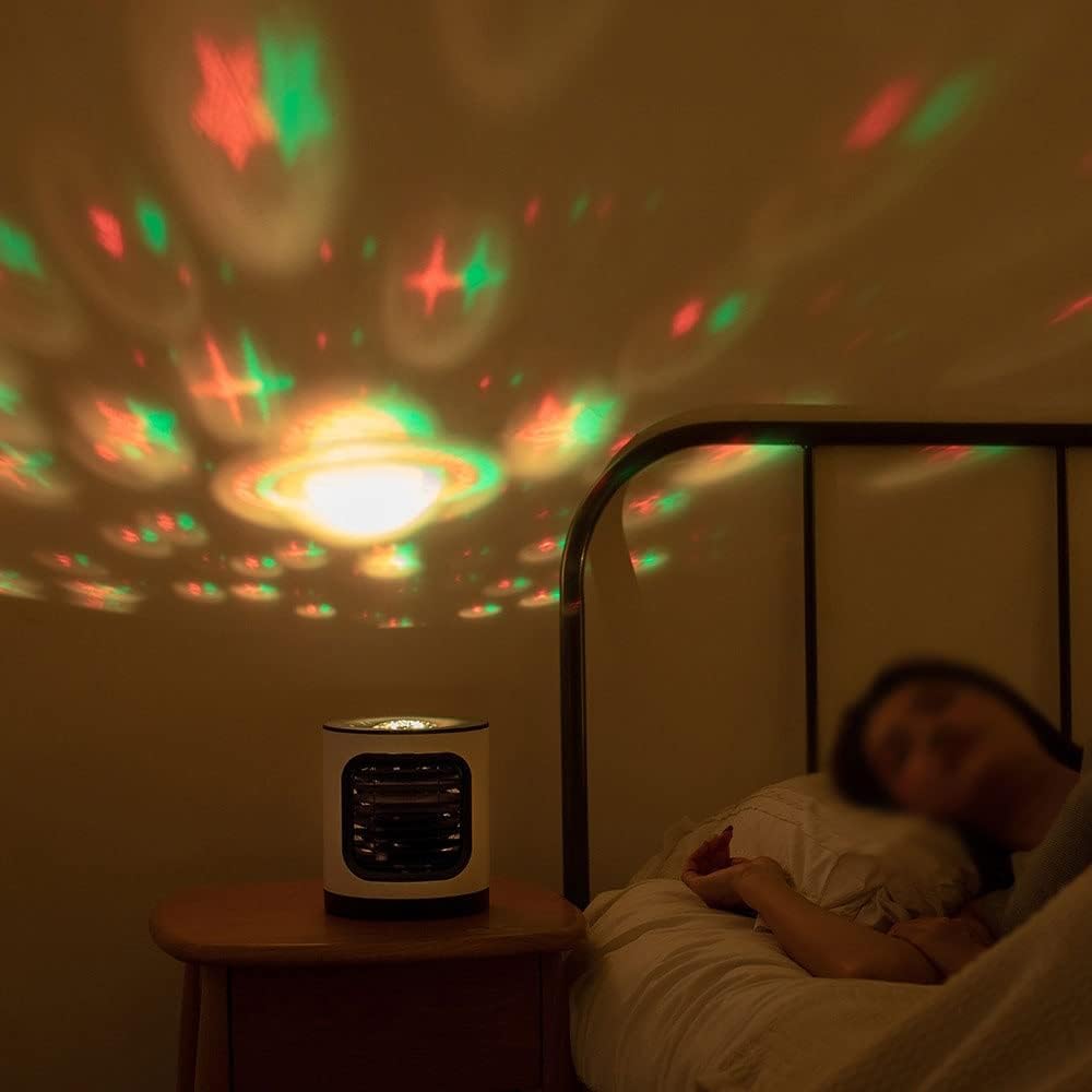 Mini Air Conditioner, 3 Speeds Portable Evaporative Air Conditioner, 4 in 1 Portable Air Conditioners/Humidifier/LED Light for Room Bedroom Office Home Car Tent