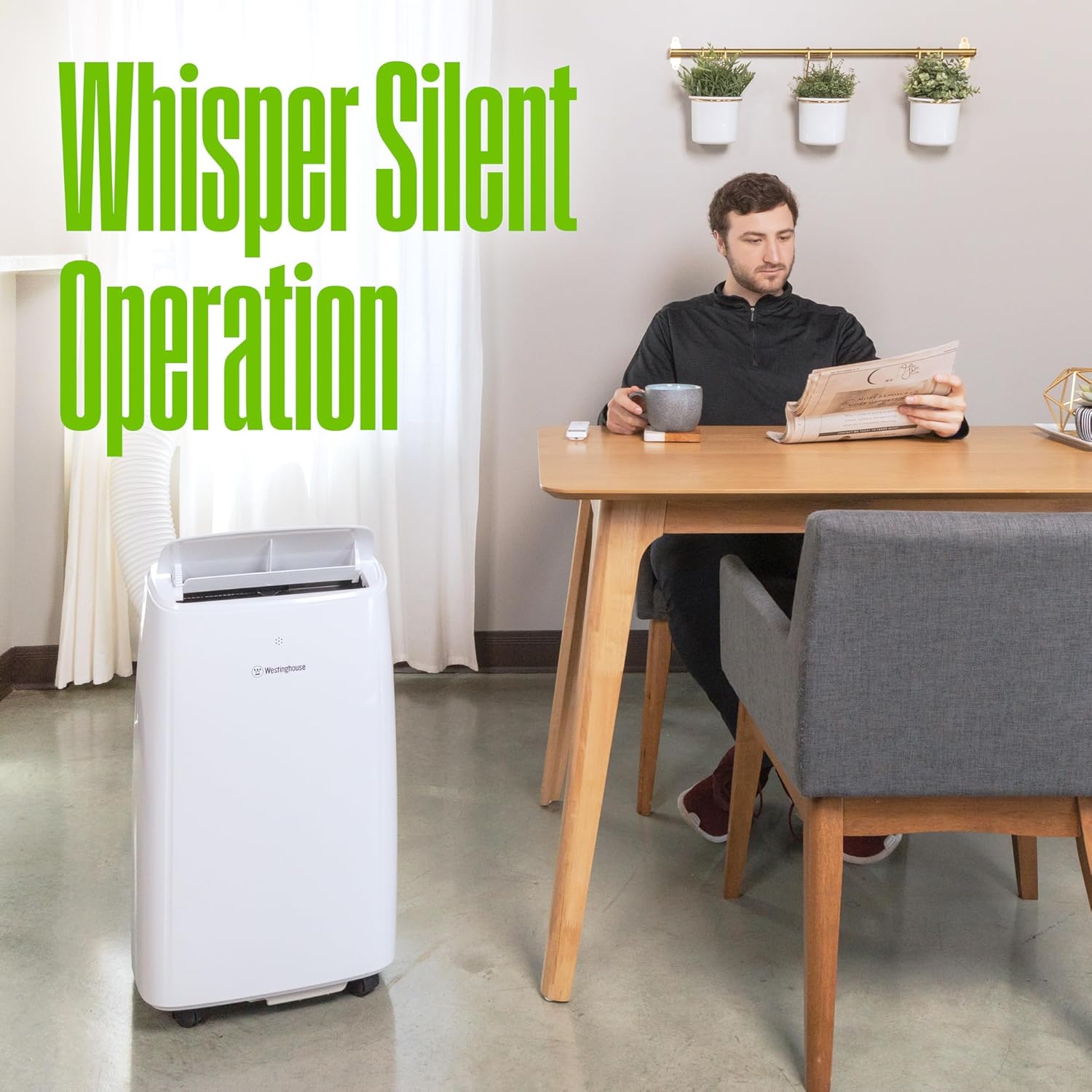 Westinghouse 12,000 BTU Air Conditioner Portable For Rooms Up To 550 Square Feet, Portable AC with Home Dehumidifier, Smart App, 3-Speed Fan, Programmable Timer, Remote Control, Window Kit,White