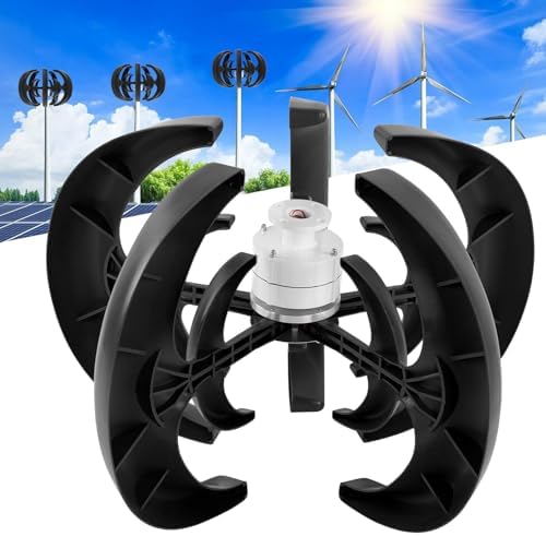 10000W Vertical Wind Turbine Generator Kit - 5 Blade 12V/24V Windmill with Controller for Eco-Friendly Home & Street Lighting, Renewable Energy Solution, Blue, Efficient Power Generation
