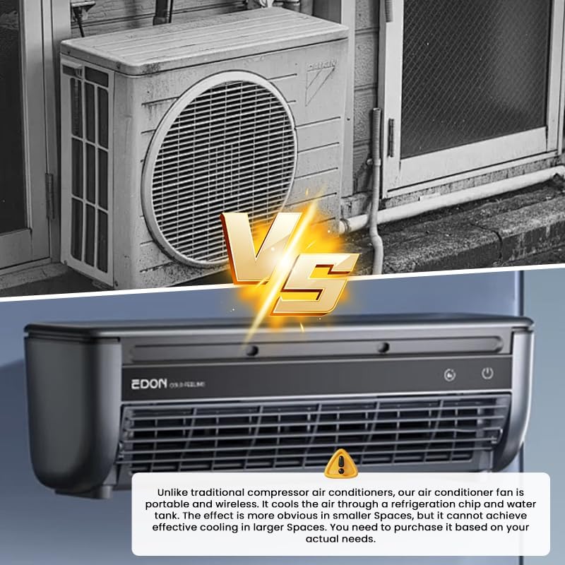 2025 Portable Wireless Wall Mounted Air Conditioner|Upgraded 3 Wind Modes for Fast Cooling|15W 6000mAh AC with Remote Control|10 dB Quiet for Home,Bedroom,Kitchen (1, Dark Gray)