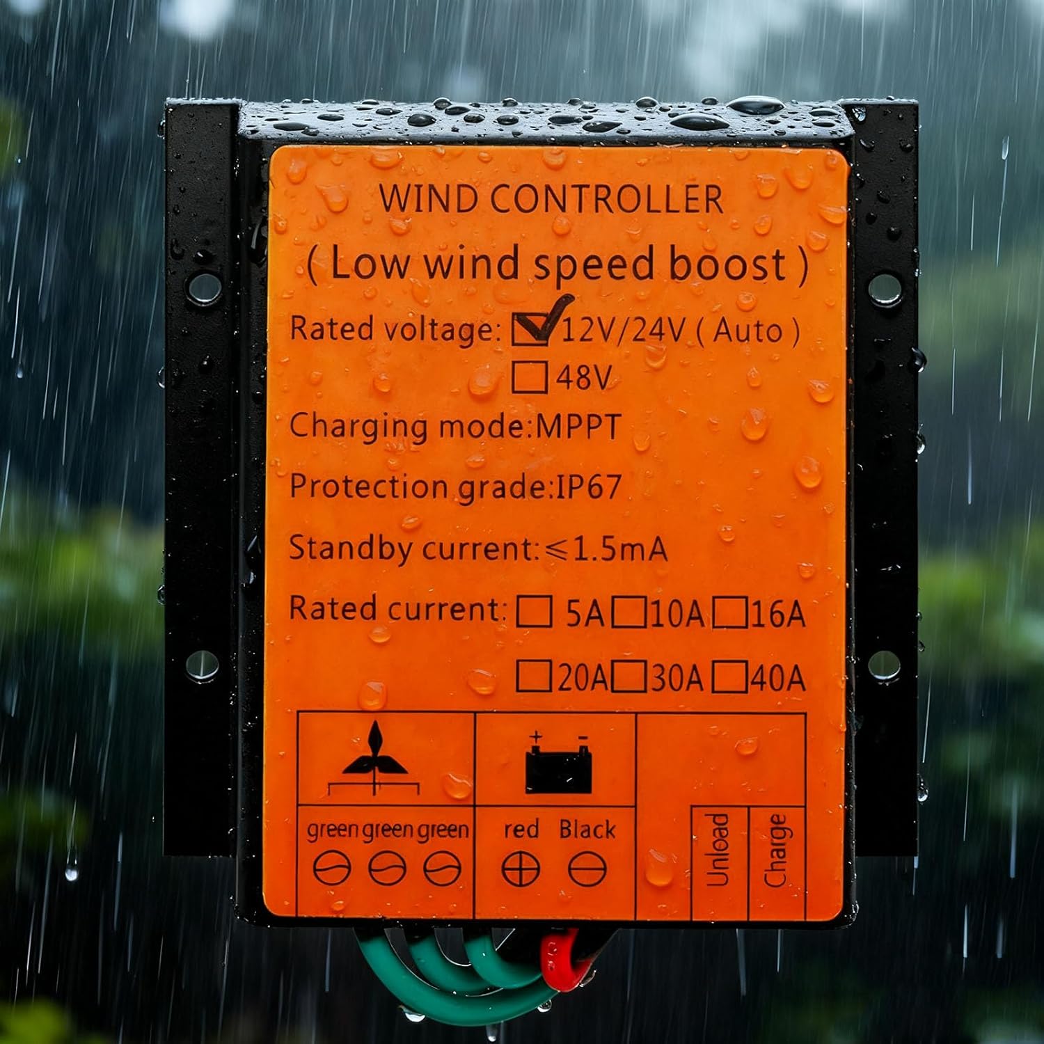 15000W 40A Wind Generator Charge Controller 12V 24V 48V 220V Windmill Alternator Battery Charger Controller for Wind Power Generation Systems,Yellow,12V