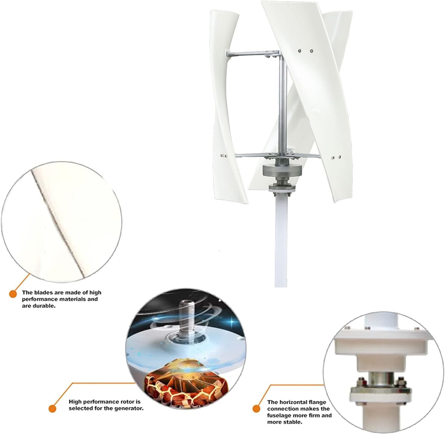 1000W Noiseless Permanent Magnet Wind Turbine Generator Kit - 12V/24V/48V Low Wind Speed Start, 3 Blades with Charger Controller for Eco-Friendly Energy Solutions