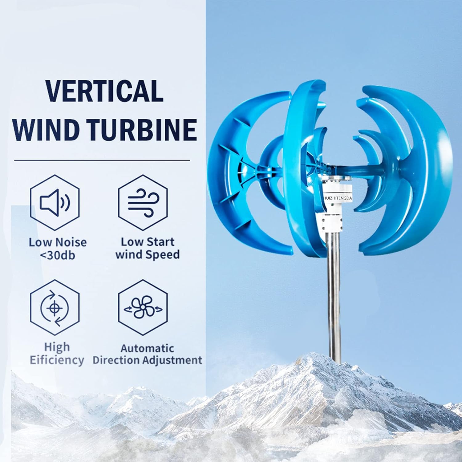 16000W Vertical Axis Wind Power Turbines Kit, Wind Generator High Efficiency Low Noise Maglev Windmill 5 Blades with MPPT Controller