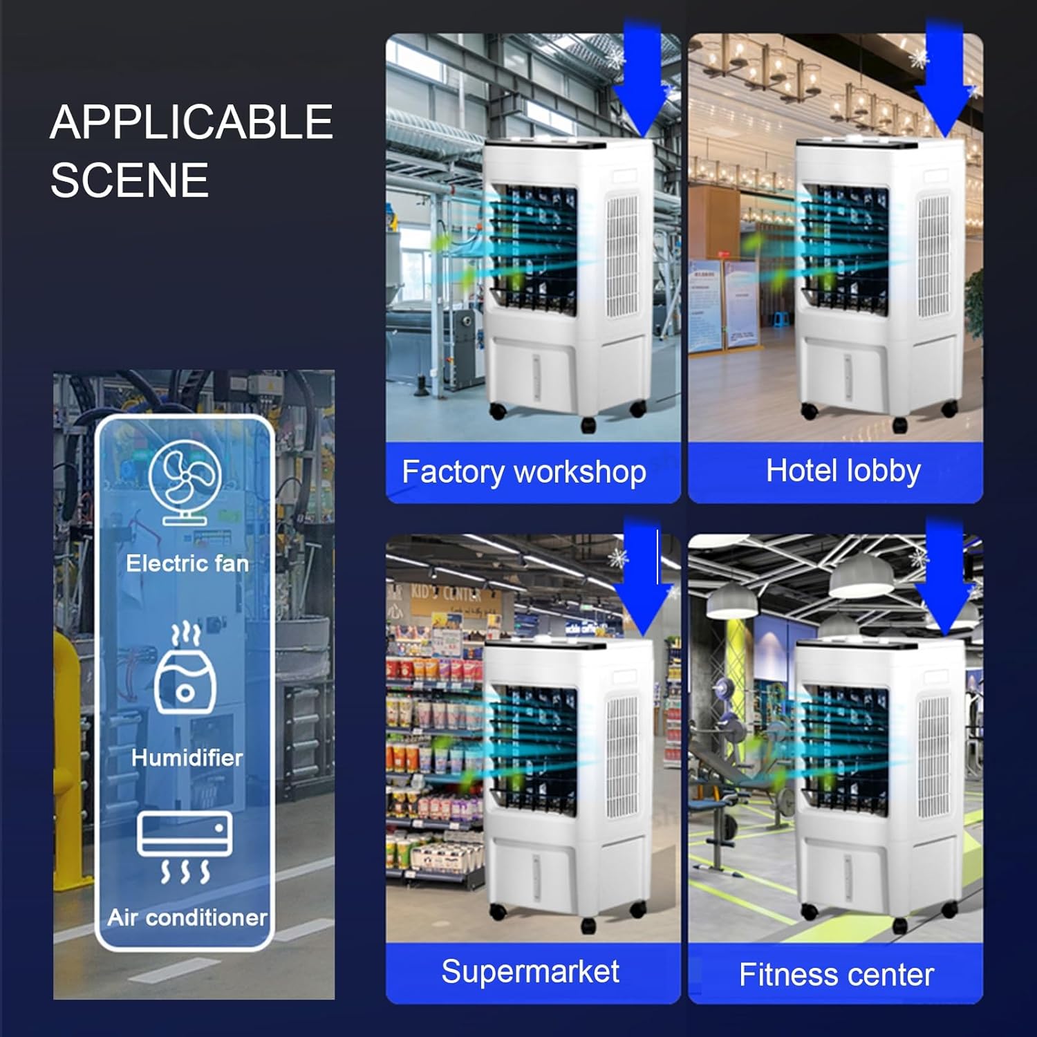 Evaporative Air Cooler, 3-in-1 Portable Air Conditioners, 12H Timer, 3 Speeds, 2.6 Gal Tank & 4 Ice Packs, 120°oscillation, Quiet Portable Ac for Room Bedroom Office