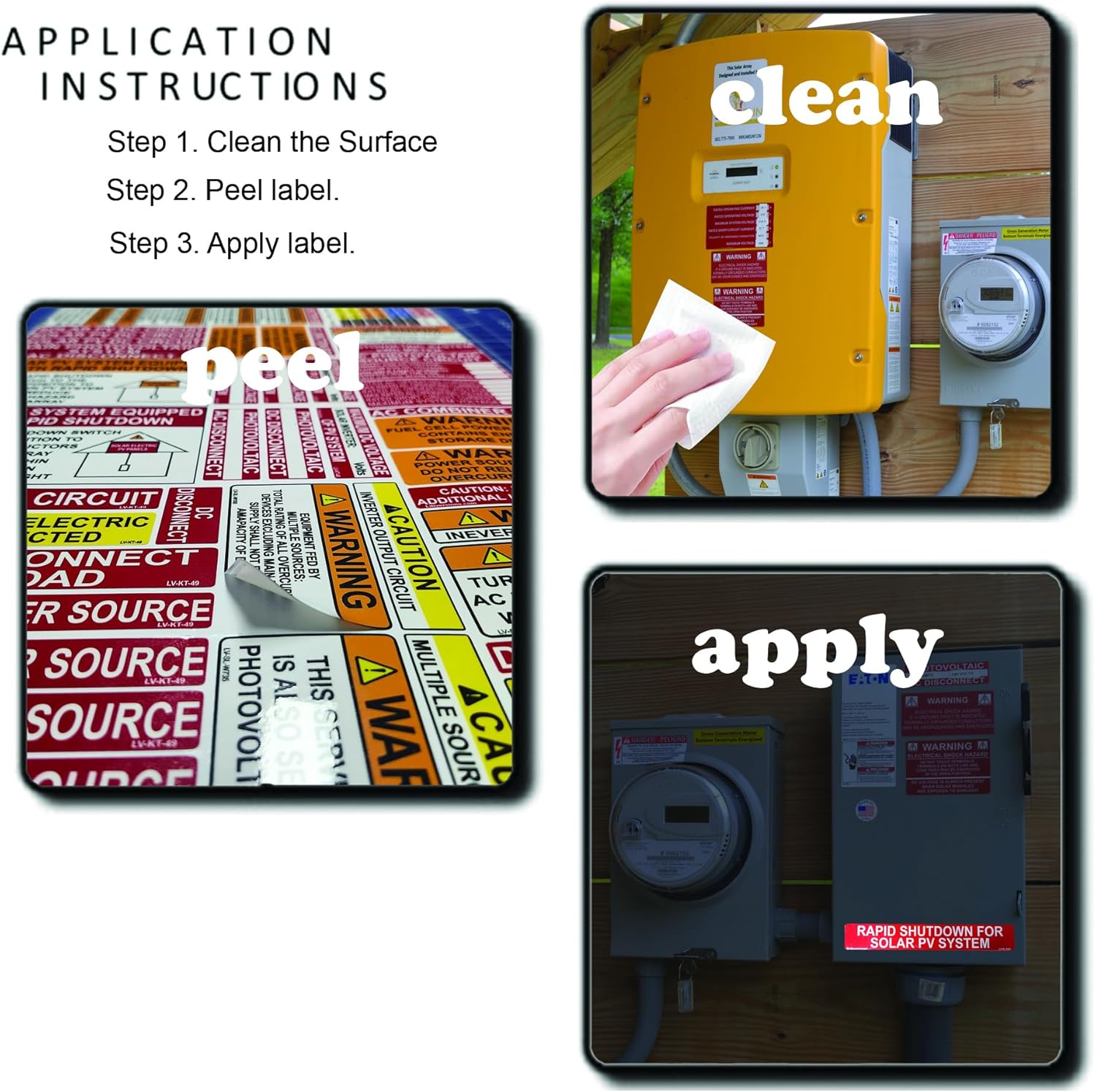 3 Packs of Ultimate 115 Pack 2017/2020/2023 NEC Code Compliant Photovoltaic Solar System Label Kit Electrical Panel Safety Stickers Outdoor Rated Laminated