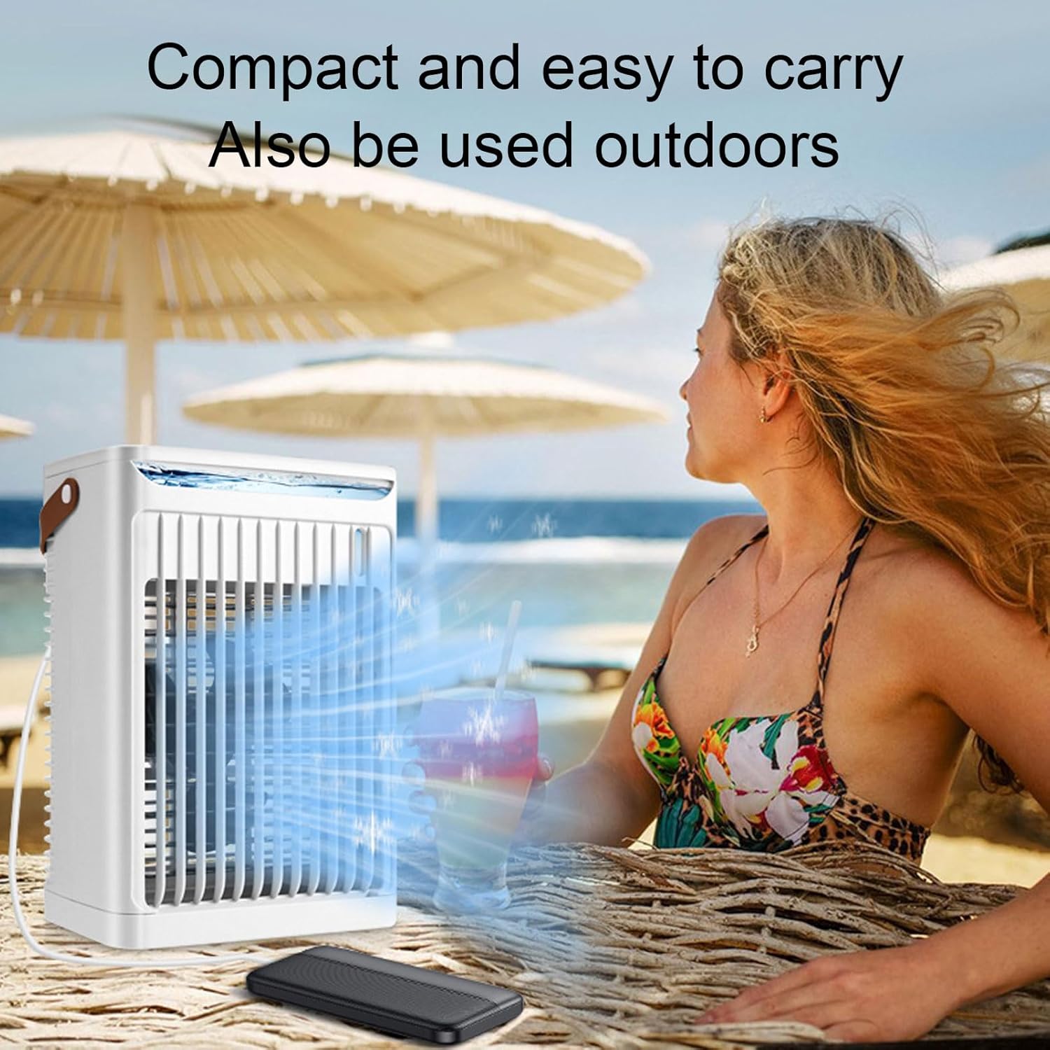 Portable Air Conditioners, Evaporative Mini Air Cooler, Air Cooler Cooling Fan, 2 Cold Mists, 5 Speeds Fan, 7 LEDs, with 680 Ml Tank, for Room Bedroom Office