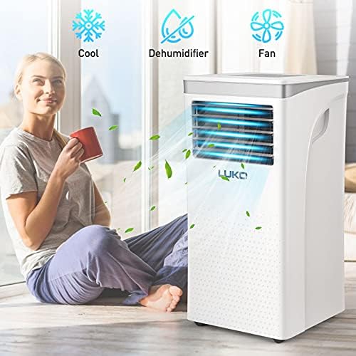LUKO 3-in-1 Portable Air Conditioner 8,000 BTU,Dehumidifier,Fan for Rooms up to 300 sq ft,AC Unit Portable with Remote Control,Window Kits for Room, Office,Bedroom, White