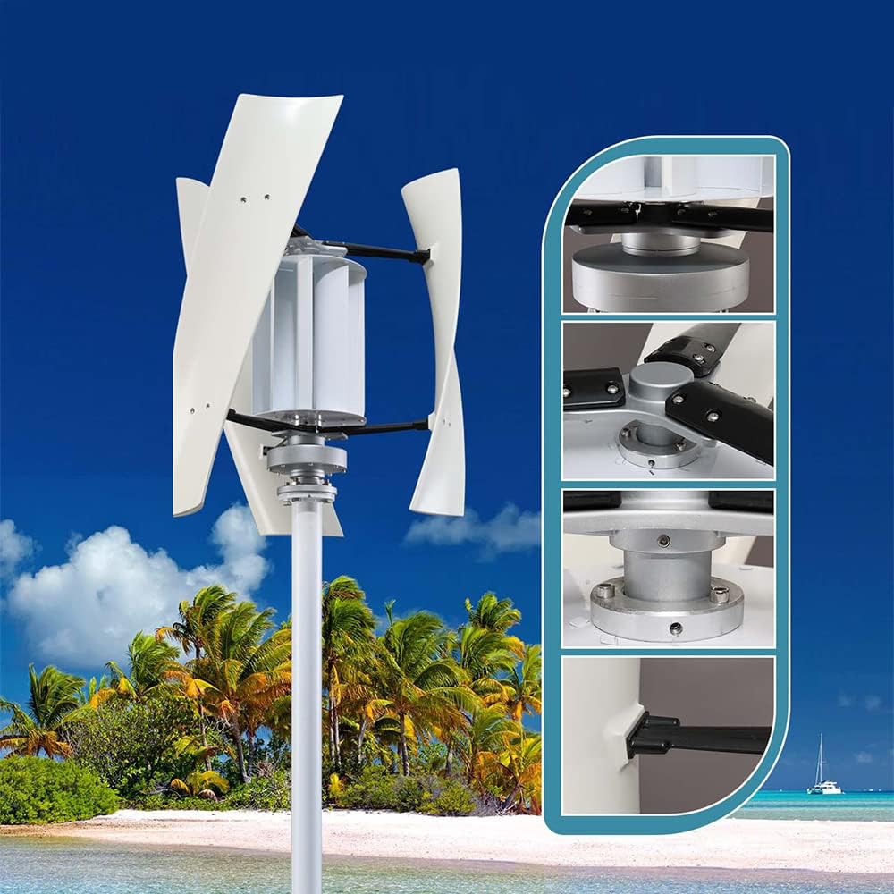 1500W 12V 24V 48V Vertical Wind Turbine Generator for Home,Wind Power Windmill Permanent Maglev with MPPT with Charge Controller Low Wind Speed Starting