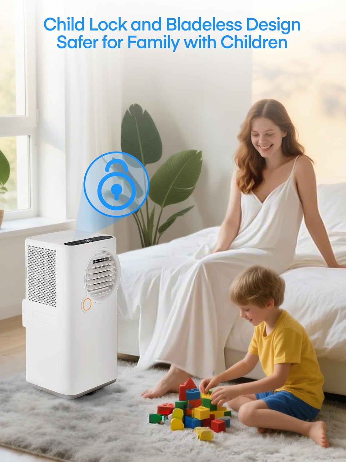 FOHERE 8000 BTU Portable Air Conditioner for Room and Heater up to 365 Sq.Ft, 5 IN 1 All Season AC Portable Air Conditioner with Remote Control and Window Kit Included, White