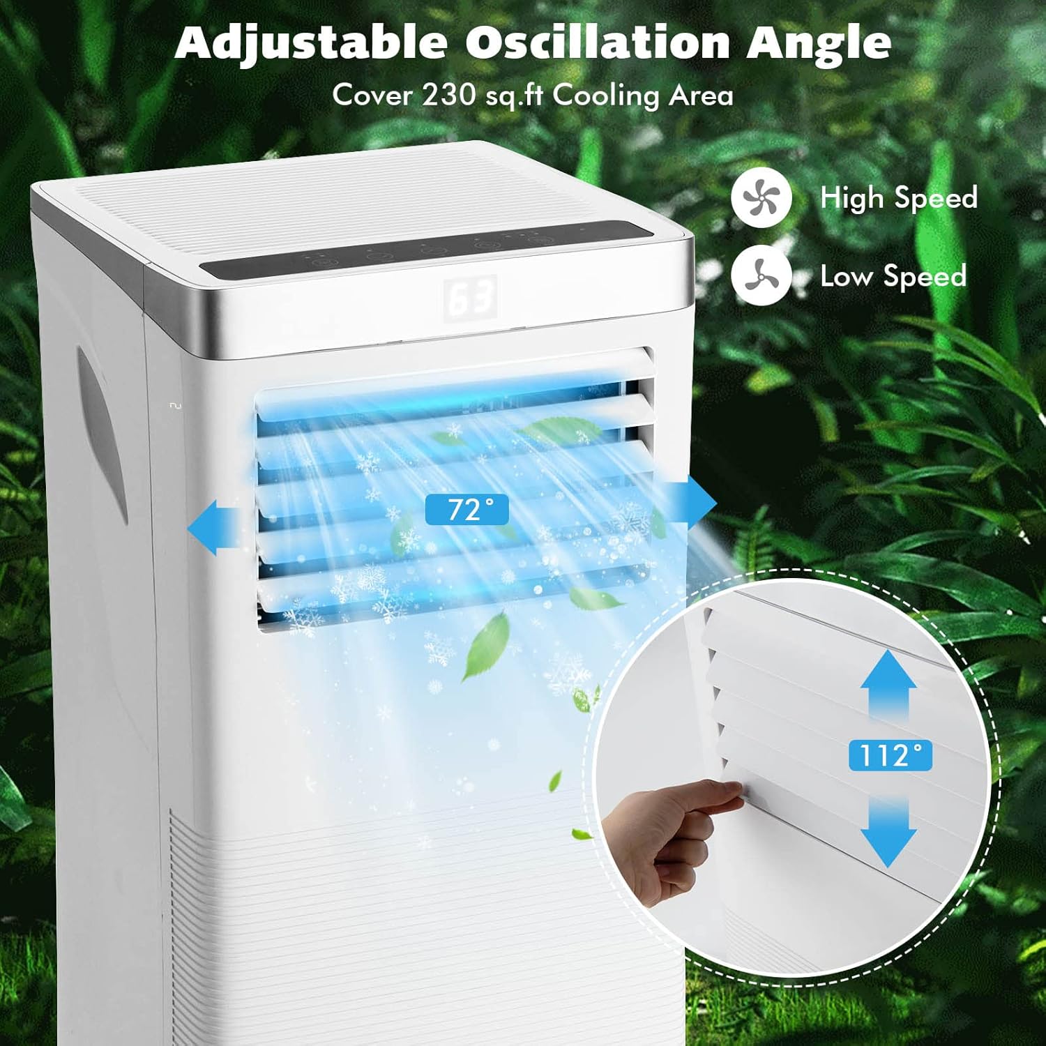 LDAILY 8000BTU Portable Air Conditioner with Remote Control, 3-in-1 Air Cooler w/ 3 Mode & 2 Wind Speeds, 24H Timer Function, Air Cooling Fan with Window Kit for Home Office, White (8000BTU)