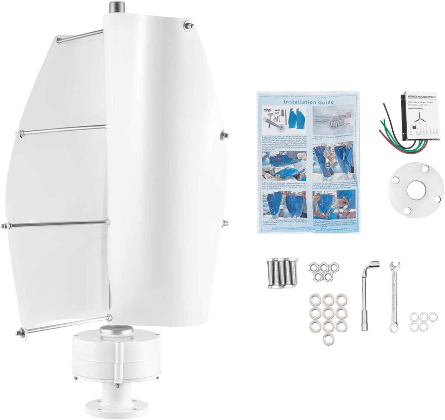 100W Wind Turbine, 42.65ft/s Vertical Axis Wind Turbine Generator Home Windmill Kit, 12V Wind Power Turbine Generator Kit with Controller for Home, Business, and Industrial Energy Supply