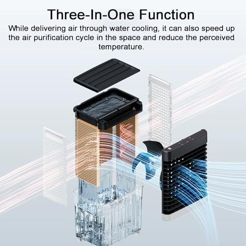 Portable Evaporative Air Cooler, Swamp Cooler with Knob, Portable Air Conditioner with 11 Gal Water Tank, 4 Ice Packs for Outdoor Indoor