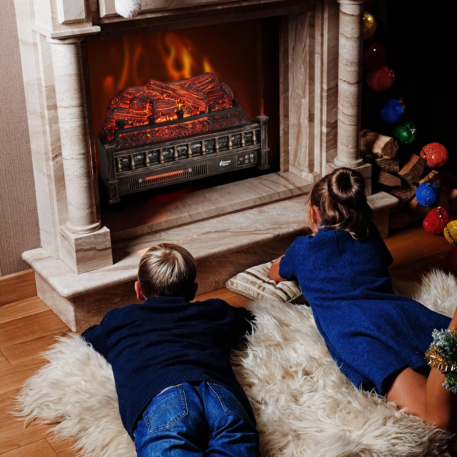 TURBRO Eternal Flame Infrared Electric Fireplace Logs, 23
