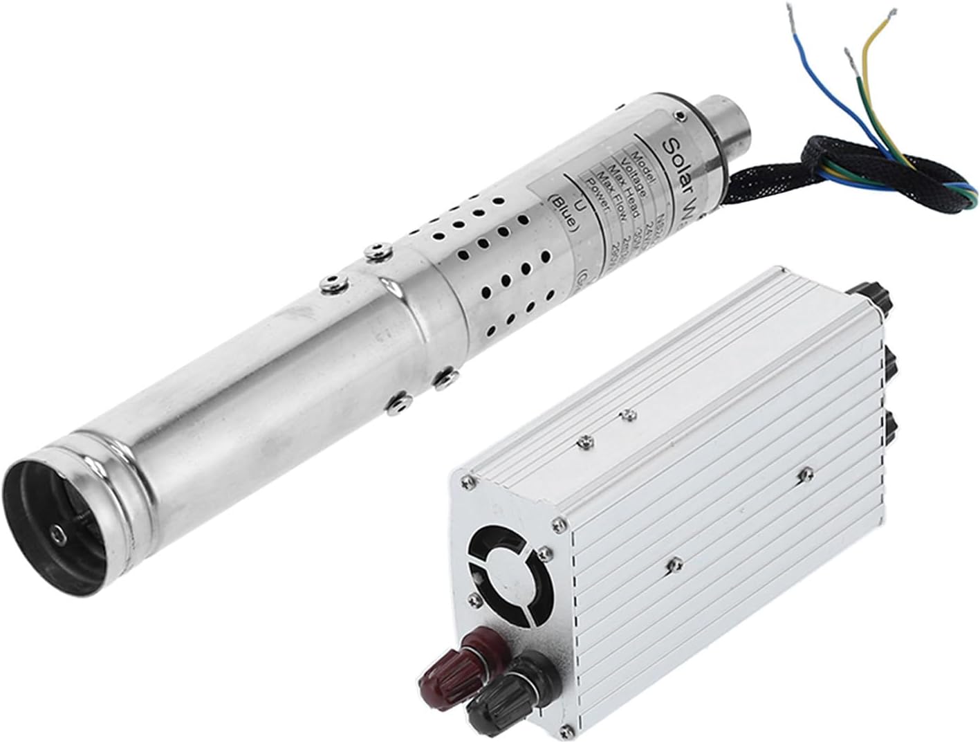 Hyuduo Screw Pump 24V Solar Submersible with MPPT Controller Wide Working Voltage 18V45V Permanent Magnet DC Brushless Motor for Solar Panel Direct Connection (NS242T-40)