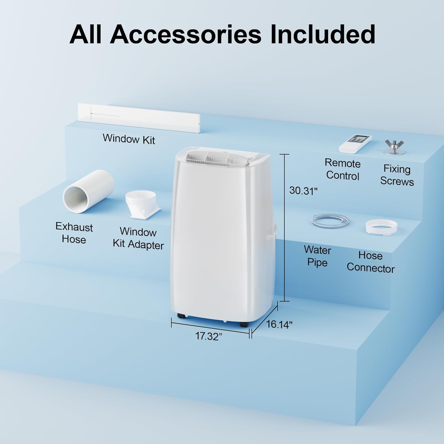 Uthfy 14000BTU Portable Air Conditioners, 4-in-1 Fonction Ac Unit with Cooling, Dehumidifier,Fan and Sleep Mode, Timer Auto-on/off,Cools up to 750 sq.ft, Remote Control, Window kits Included