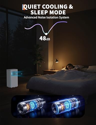 Portable Air Conditioners 10,000 BTU, Quiet Portable AC Unit with Dehumidifier, Fan Modes, Remote Control, and 24-Hour Timer, Ideal for Indoor Rooms up to 450 Sq.Ft, White