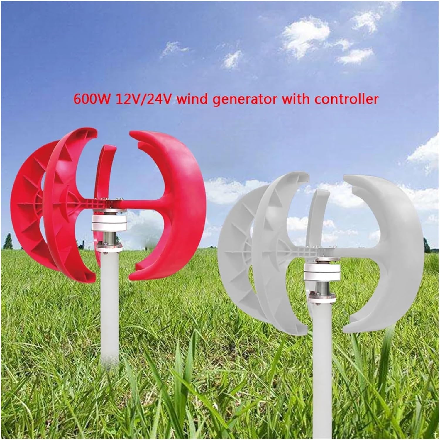 Wind Turbines, 600W 24V Lantern Type 5-Blade Vertical Axis Wind Turbine nerator Garden Boat Wind Motor