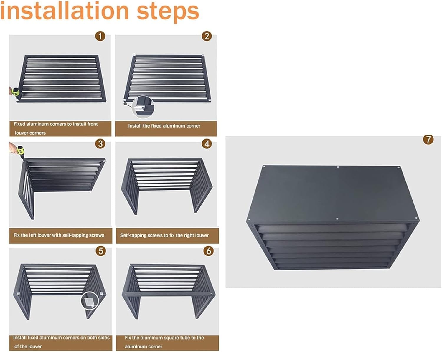 Air Conditioner Fence for Outside, Ac Unit Covers Outdoor, Shelf Plant Stand, Noise Reduction, Anti Theft, Outdoor Privacy(Brown,110cm)