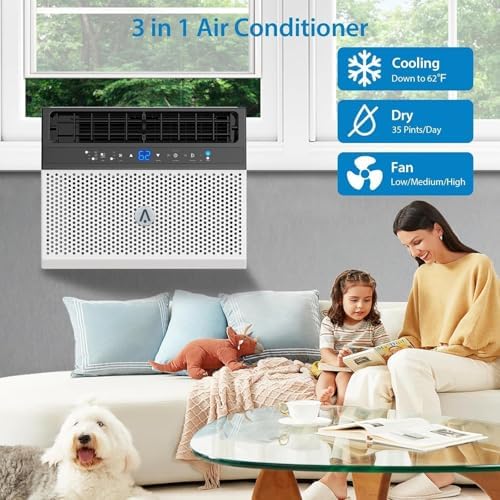 8,000 BTU Window Air Conditioner U-Shaped – Window Ac Air Units U Shaped Cools Up to 450 Sq. Ft., Ultra Quiet With Open Window Flexibility, Ultra Quiet, Energy Efficient