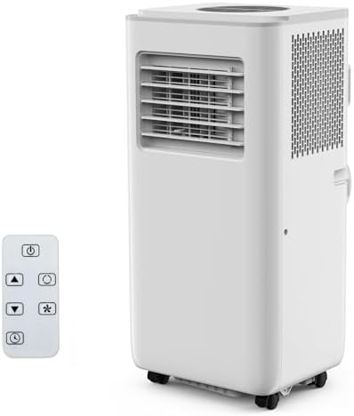 10000 BTU Portable Air Conditioner 3-in-1 Cooling, Dehumidifier & Fan with Remote Control, Cools up to 450 Sq. Ft, Auto Swing, Sleep Mode, 24H Timer, Low Noise, Easy Mobility with 4 Wheels
