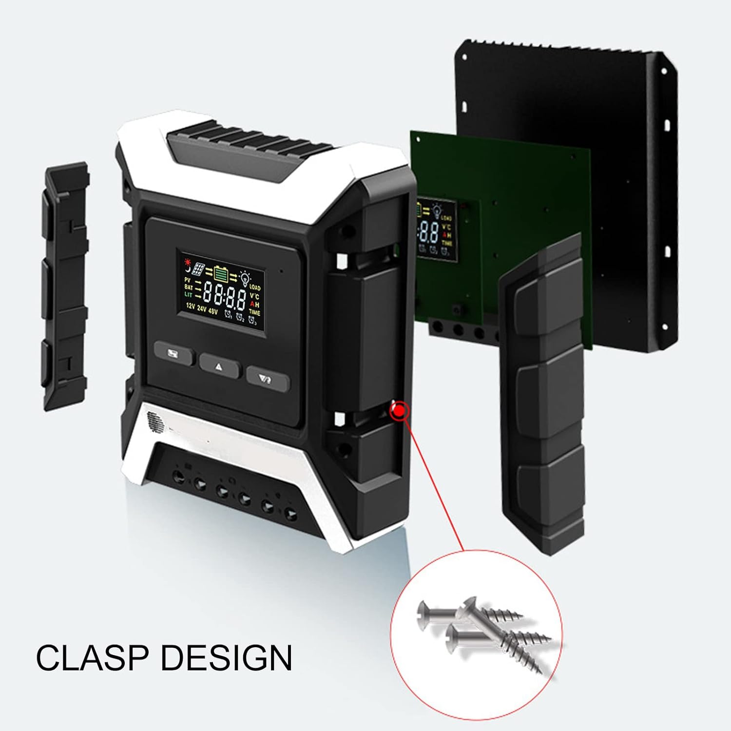 MPPT Solar Charge Controller 12V 24V 48V, Solar Panel Regulator with LCD Color Display, High Efficiency MPPT Controller for Solar PV System, Automatic Voltage Recognition (mppt-40A)