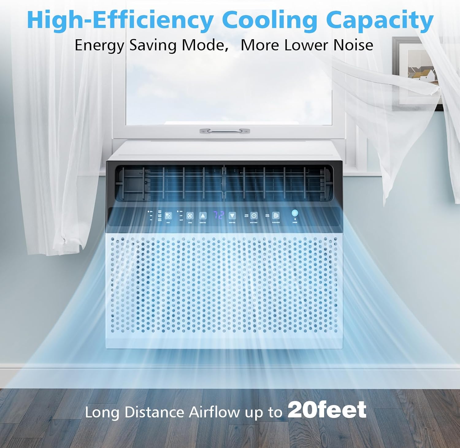 Joy Pebble Window Air Conditioner 12000 BTU, 3-IN-ONE Ac Window Unit for Room Cools up to 550 Sq.Ft,Dehumidifier&Fan with Energy Saving mode,3 Fan Speeds& Quiet Operation