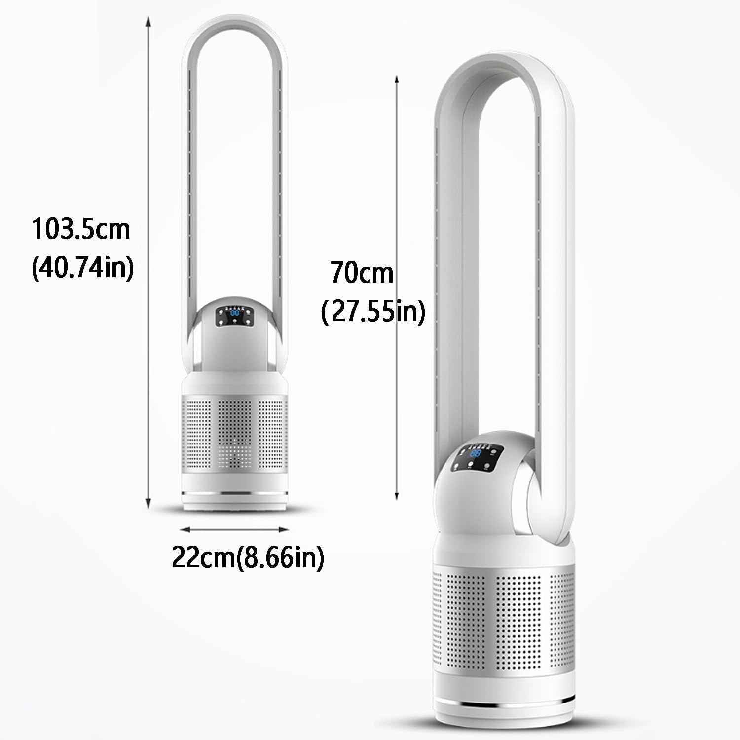 Air Circulation Fan/Bladeless Fan/Tower Fan/Floor Fan, Physical Cooling: 0.4-0.8 ℃, Oscillating Head Wide-Angle Wind, Remote Control, 8 Wind Speeds, Timing, Suitable for a Variety of Scenes(Gold)