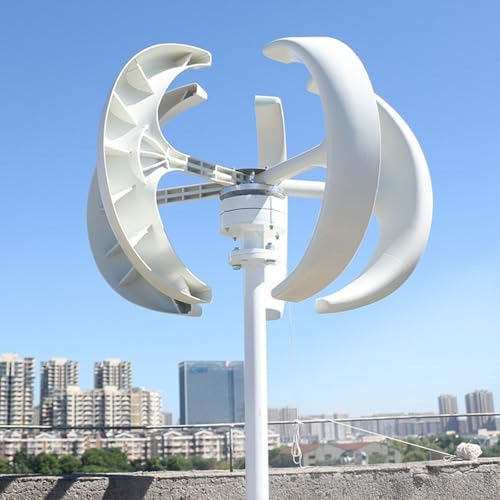 6000W Vertical Wind Turbine Generator 12V/24V/48V, 5 Blade AC Permanent Magnet Kit with Controller for Home, Terrace, Chalet & Motor Home - White