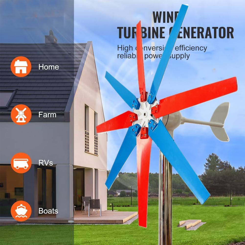 24v,14000W Small Wind Turbine Generator AC 12Volt,Wind Turbines Windmill 8 Blade Industrial Clear Energy Windmill(with Charger Controller)