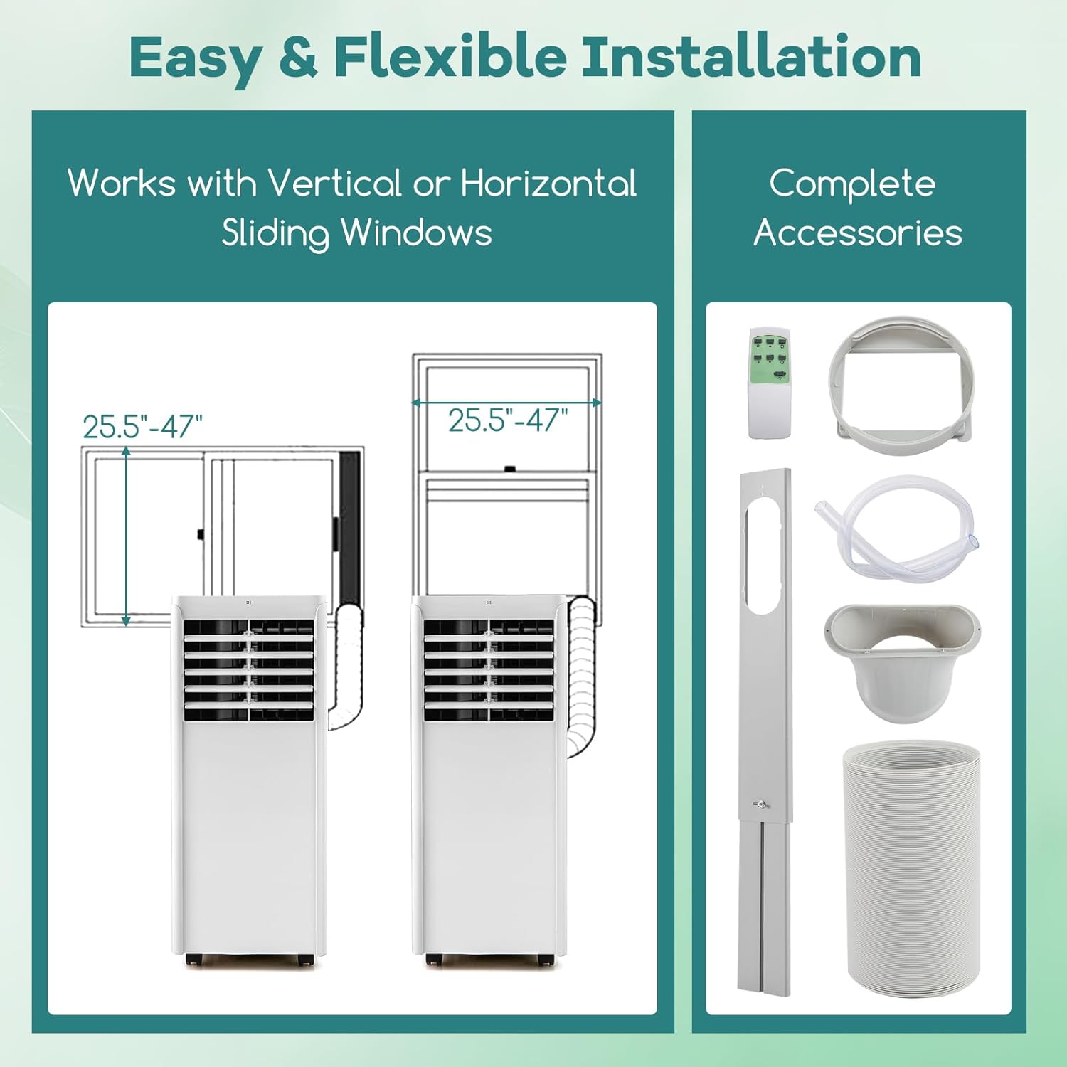 DORTALA Portable Air Conditioners, 8000 BTU Portable AC Unit with Cool, Fan & Dehumidifier, Quiet Air Conditioner with Remote, 24H Timer, Sleep Mode & Installation Kit for Rooms up to 250 Sq. Ft