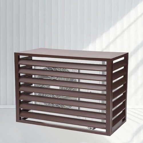 Air Conditioner Covers, Outdoor Anti Theft Aluminum A C Cover Privacy Fence Screen, Used for Outdoor Unit Noise Reduction(Brown,2 3P)