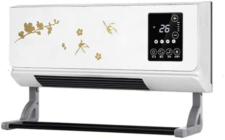 Space Heater 2000W Wall Mounted Air Cooler Conditioner Heater Fan Heating Cooling Room Bathroom Waterproof Remote Timing Air Conditioning Fan Electric Heaters(Grey) (Gold 2000W)