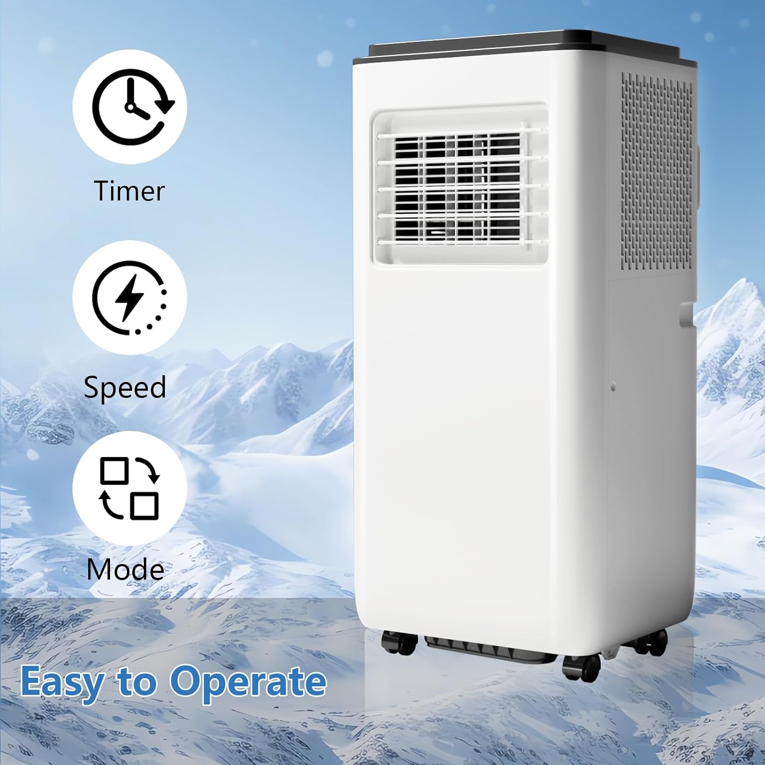 8,000BTU Portable Air Conditioner with Remote Control, 3-in-1 AC Unit, Dehumidifier, Fan with Digital Display, for Room up to 200 Sq.Ft