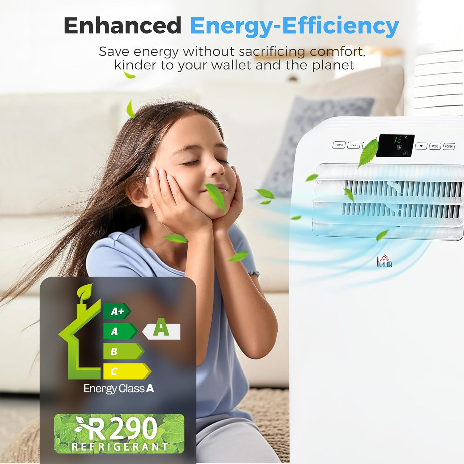 HOMCOM 11500 BTU Portable Air Conditioner with Dehumidifier & Cooling Fan, for Rooms Up To 550 Sq. Ft., Portable AC Unit with Remote Control & Window Kit, 24 Hour Timer, White