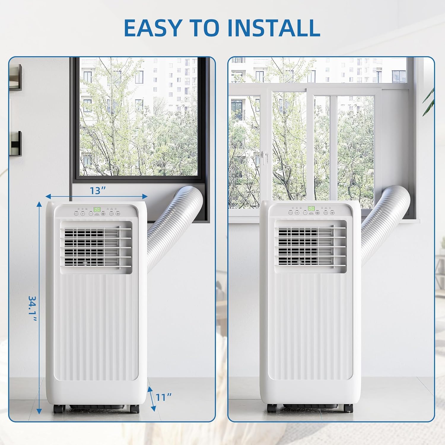 Portable Air Conditioner 8000 BTU With, 24H Timer & Smart/Sleep Mode, Cools Rooms Up to 350sq.Ft 4-In-1 Cooling, Cooling AC Unit With Fan & Dehumidifier & Remote Control for Bedroom, Dorms