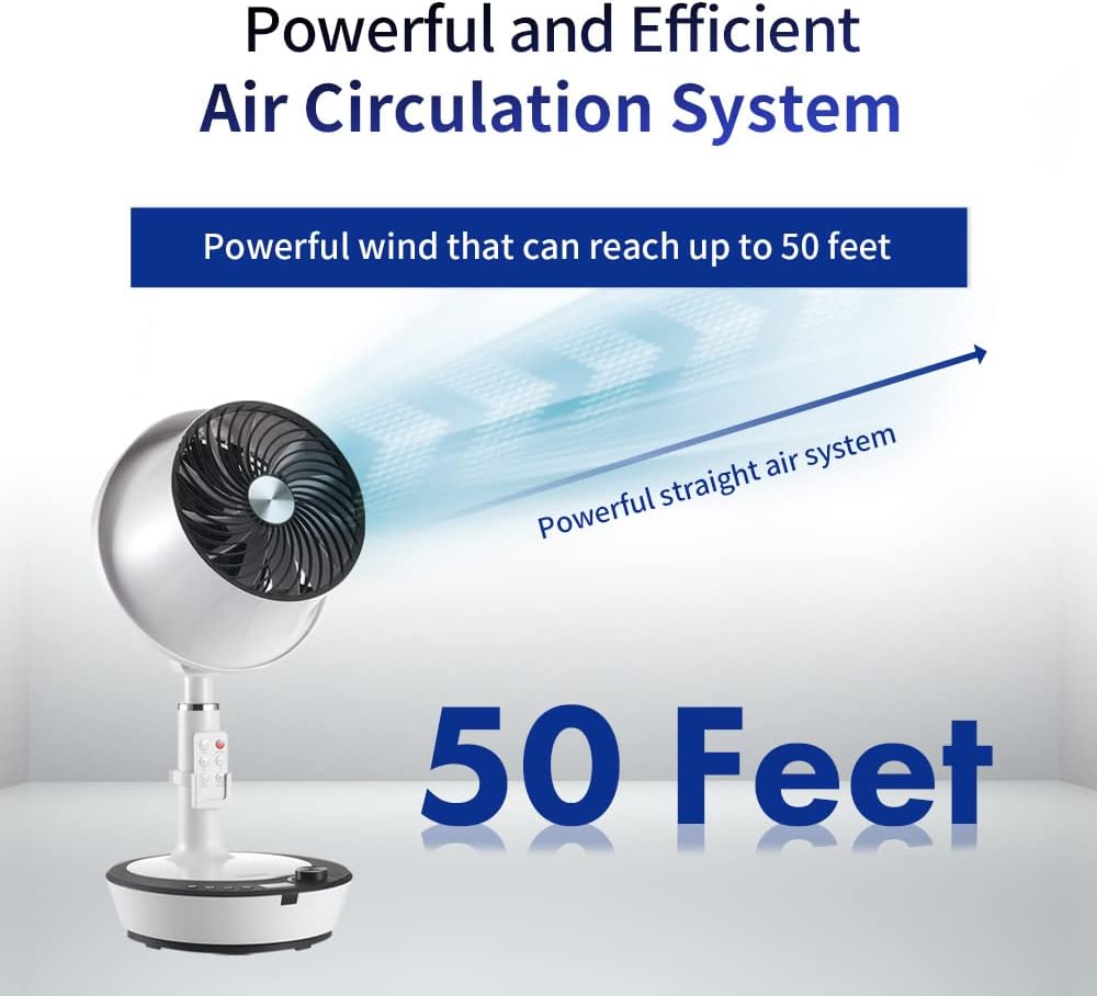 Soleus Air DC Motor Circulator Fan, 12 Speed Cooling Floor Fan, Adhustable Height, Oscillating, Outdoor Indoor Camping Travel