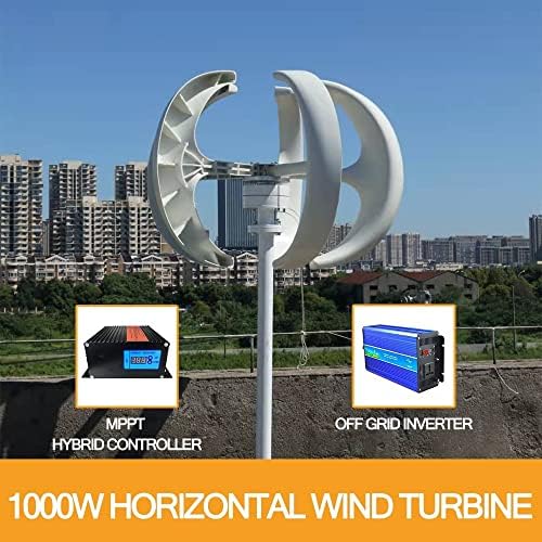 1000W Vertical Axis Wind Turbine Generator - 12V/24V Small Windmill with MPPT Charge Controller for Home Energy Solutions - Blue, Efficient Power Generation