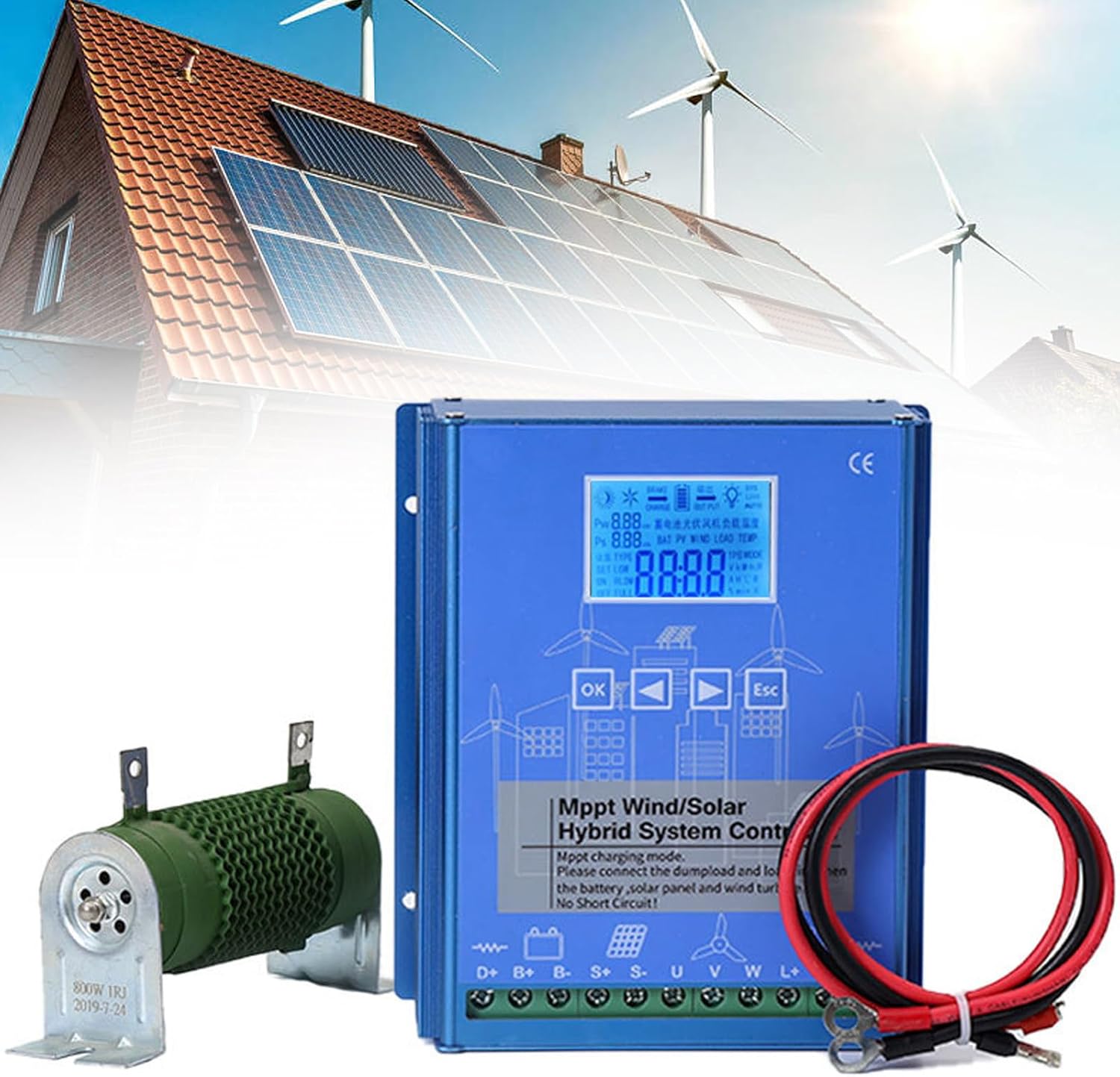 3000W-10000W Wind Solar Hybrid Charge Controller, MPPT Charge Boost Controller, Solar Wind Hybrid Charge Regulator 12V/24V/48V Auto Identification System Voltage,10000W-12V