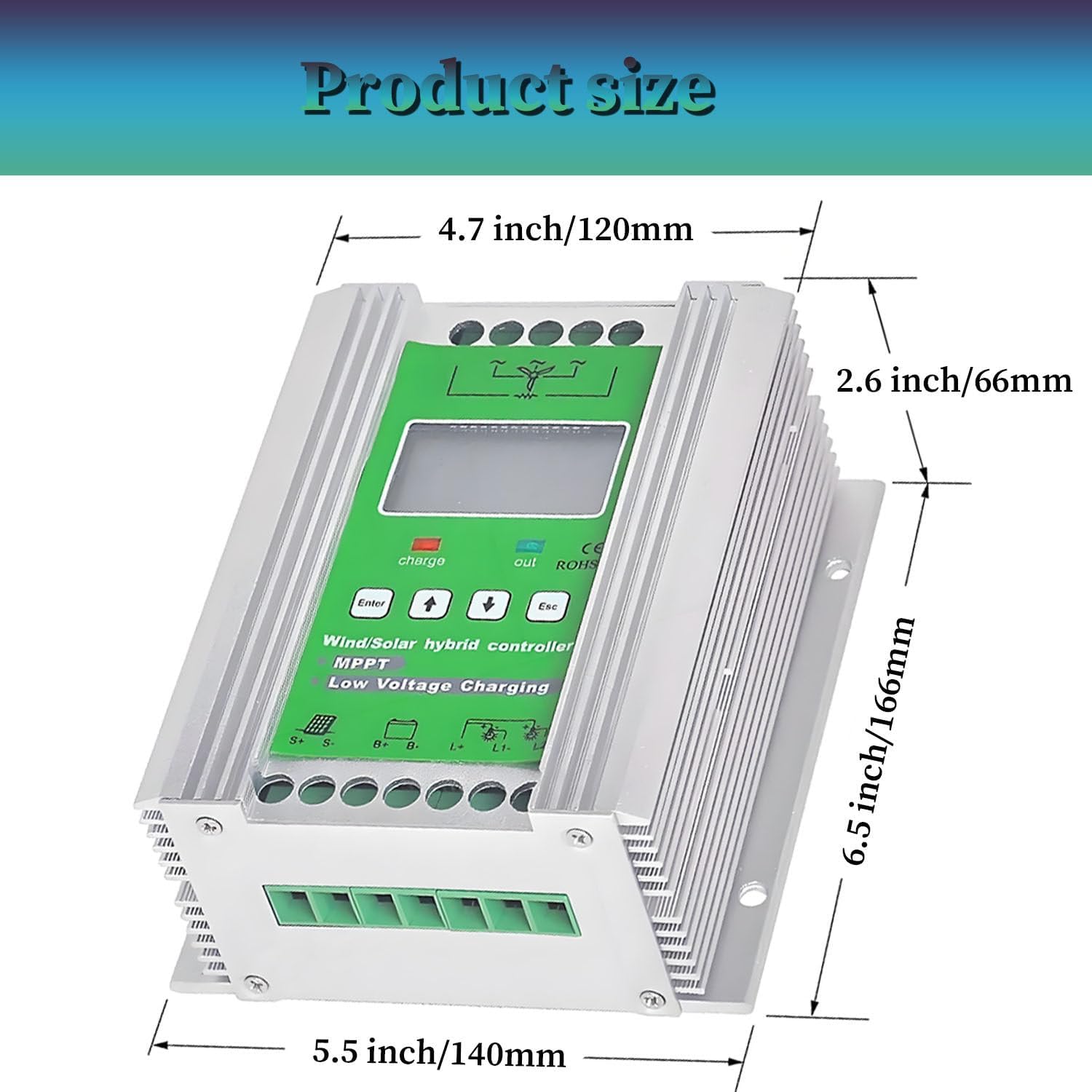 16000W Turbine Generator Controller,Wind Solar Hybrid Charge Controller,with Dump Load,MPPT Boost Charge Regulator,with LCD Display,for Home,Boat,Street Light 48V