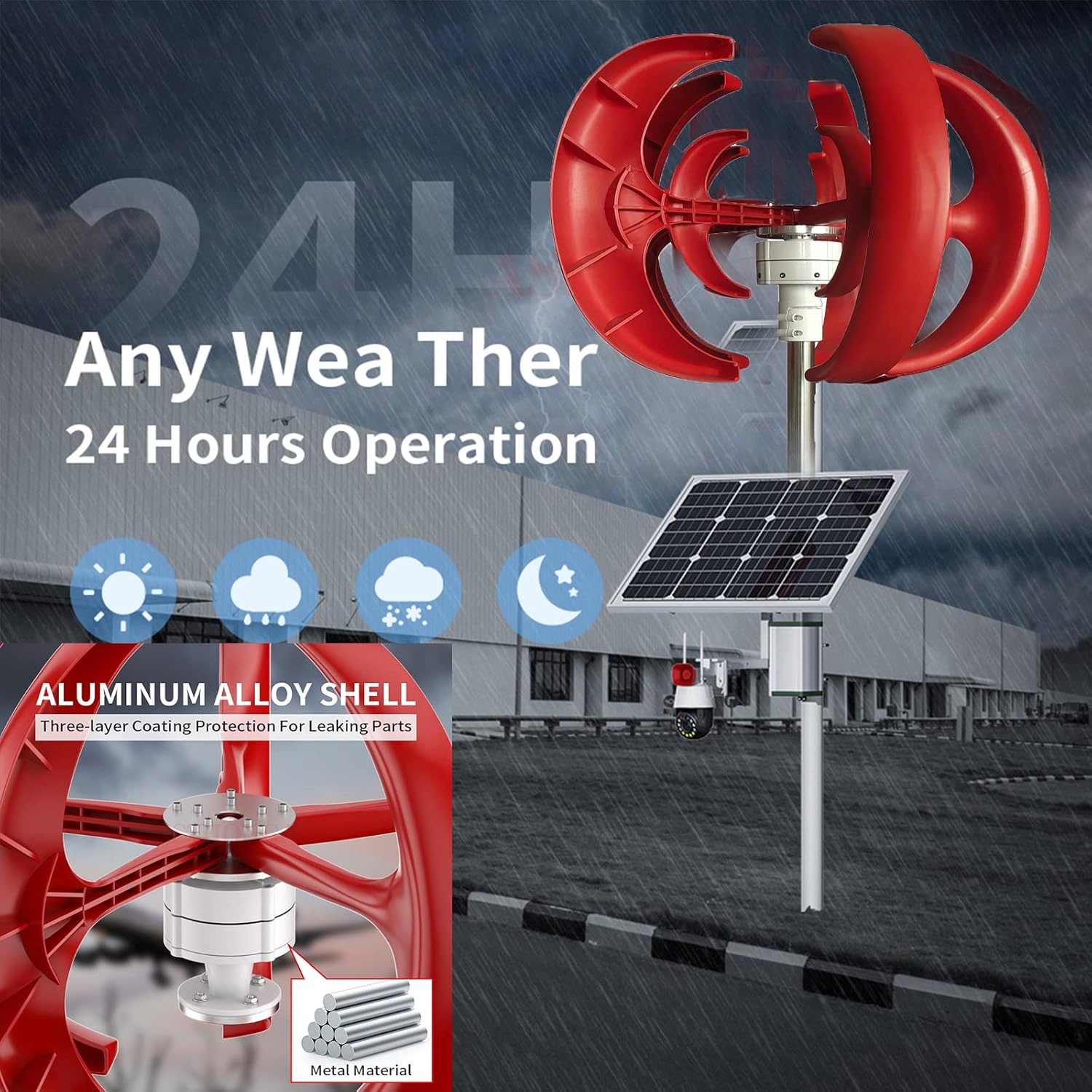 12000W Windmill Permanent Maglev Vertical Wind Turbine Wind Turbine Generator,12V 24V 48V Wind Turbine with MPPT Controller for Home Camping