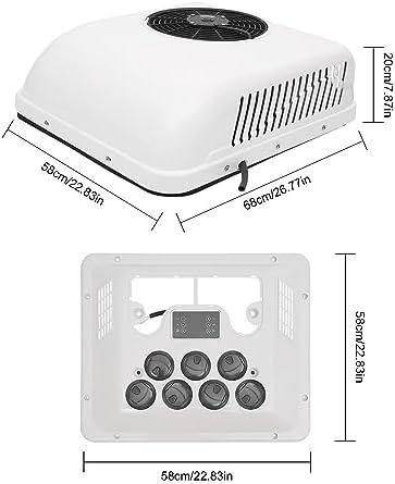 12V RV Air Conditioner 6000/12000 BTU - Split Rooftop AC Unit for Semi Trucks, Bus, Motorhome & Caravan - Electric Heat & Cool System - Compact 12V Truck Cab AC
