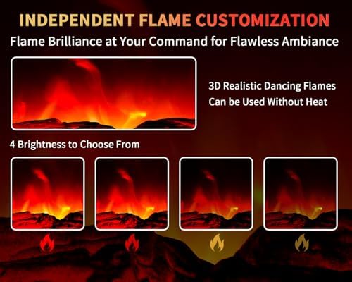 Electric Fireplace Heater 22 in Freestanding Fireplace Stove Infrared Fireplace RealSmart with 3D Flame Effect Remote Control, Timer, Overheating Protection Heater for Indoor Use Black (Christmas Red)