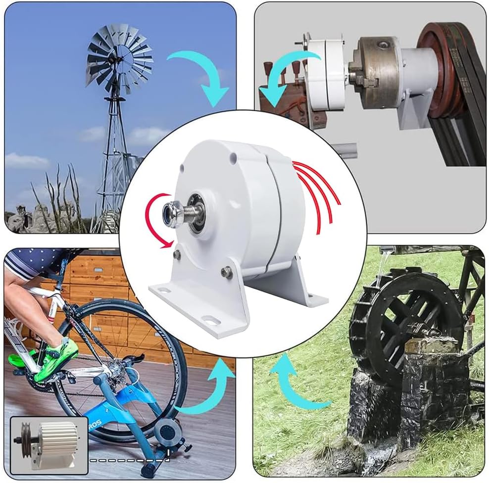 12000W 220V/110V DIY 3 Phase AC Alternators Gearless,Energy Generator Wind Power Kit for Wind Turbine Water Wind Turbine (with Base)