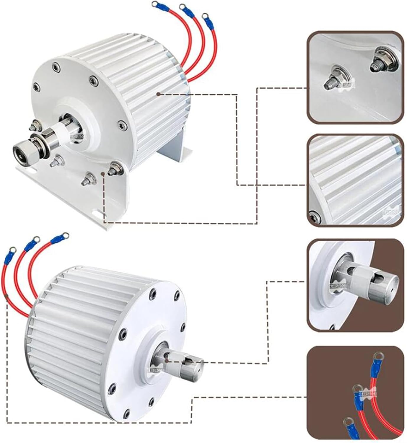 Low Noise Gearless Permanent Magnet Generator, 14000W Low Speed AC Alternator Generators with Base Use for Wind Turbine Water Turbine(12V-220V)