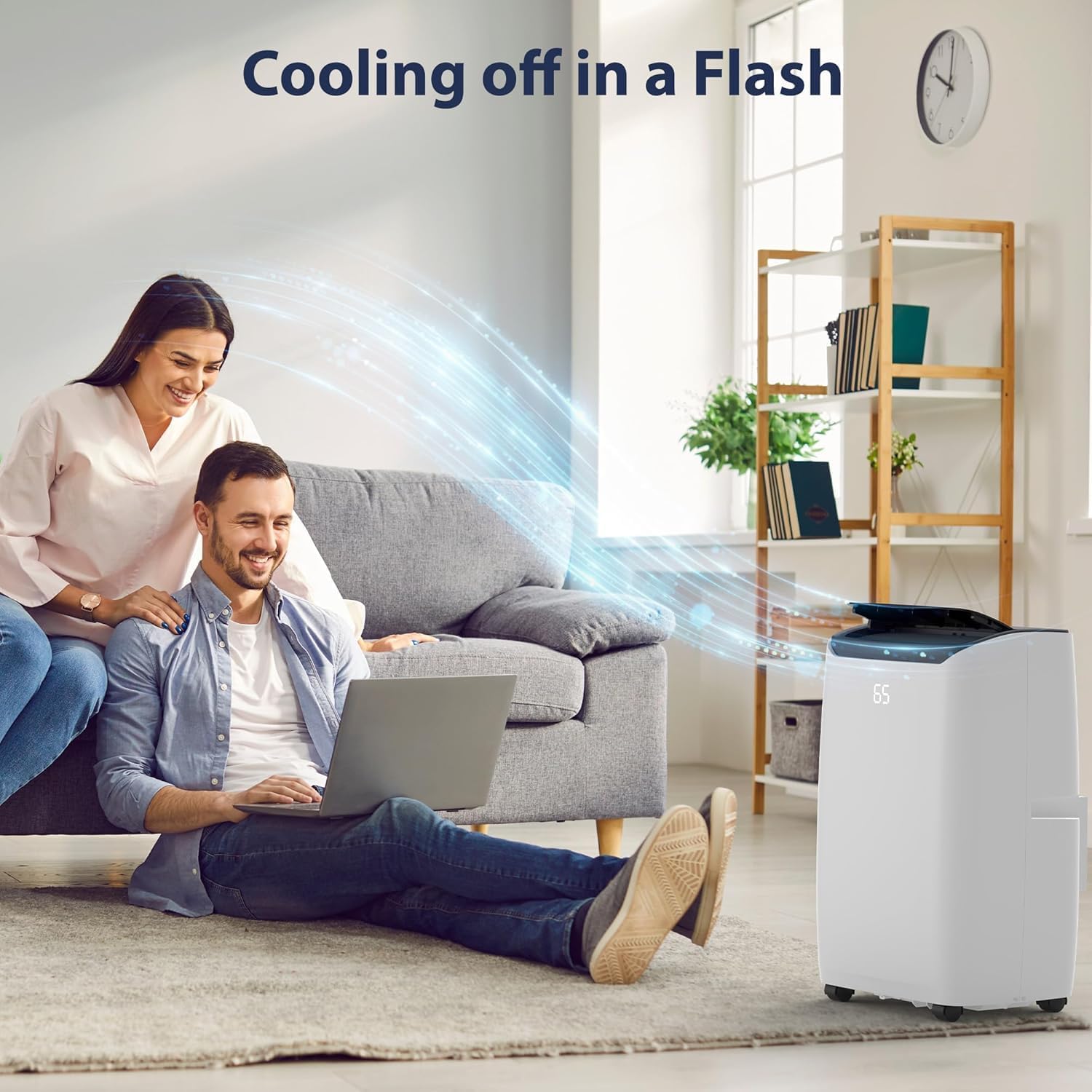 14,000 BTU Portable Air Conditioner with Dehumidifier, 3 Fan Speeds, Covers up to 750 Sq. Ft, Quiet Operation, Follow Me Temperature Control, Easy Install Window Kit Included