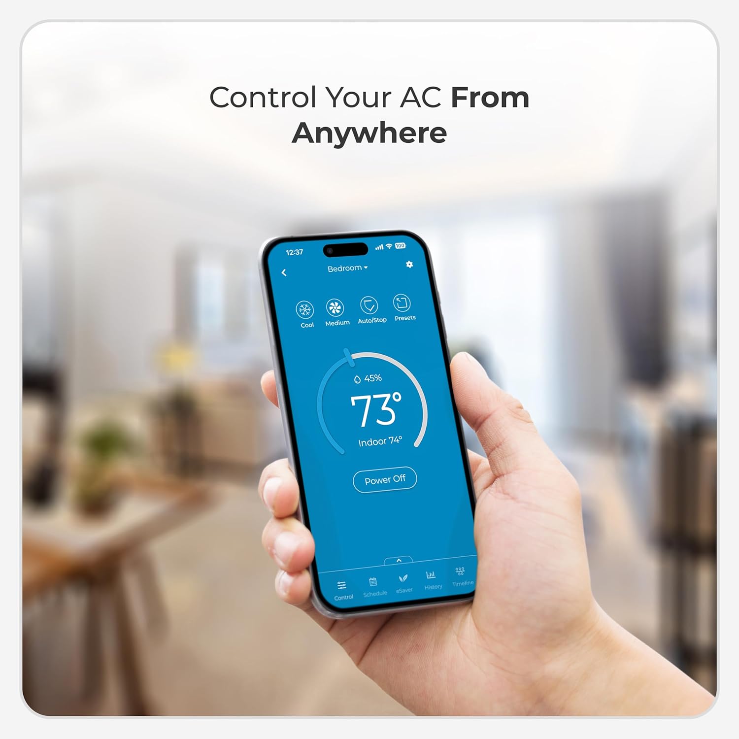 Breez Max | ENERGY STAR CERTIFIED Smart AC Controller | WiFi Thermostat for Mini-Split, Window, Portable ACs/Heat Pumps | AI-Based Tech | Free App, No Subscriptions | Alexa, Google, IFTTT etc. (White)