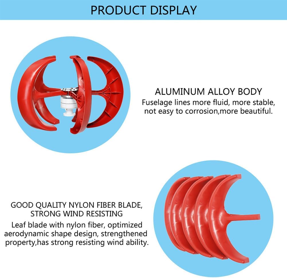 5 Leaves Wind Turbine Kit 10000W Vertical Axis Wind Turbine Generator Alternative Energy 12V-220V AC Output Household Complete Kit with Controller
