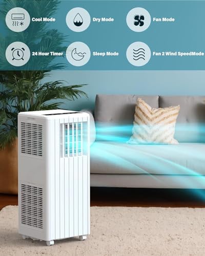 Portable Air Conditioner with Cooling and Dehumidification Capacity,8000BTU Portable AC Suitable for 350 Sq.Ft Air Cooler with a Remote Control Function Easy Movement