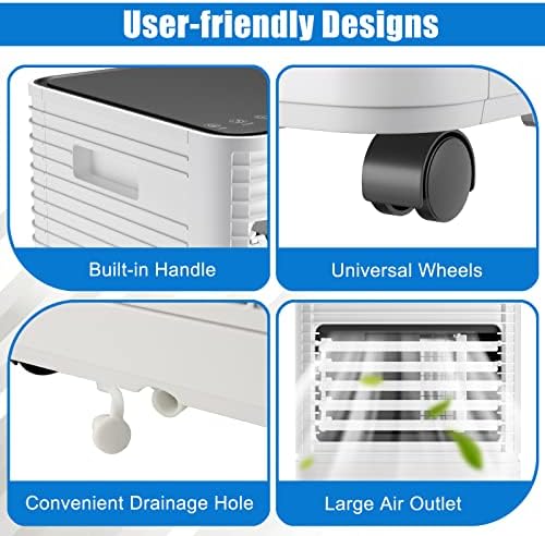 LDAILY 8000 BTU Portable Air Conditioner, 3-in-1 Air Cooler w/Dehumidifier & Fan Mode, Cools up to 230 sq.ft, Multifunctional Air Cooler w/Sleep Mode, 24H Timer, 2 Fan Speeds, Remote Control (Black)